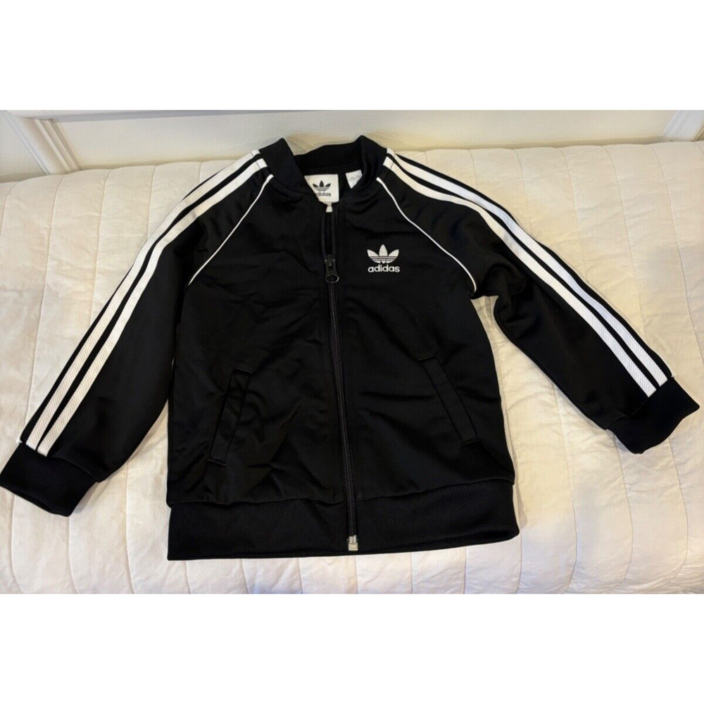 Adidas 3 Stripe Track Jacket Black Size 18 Months